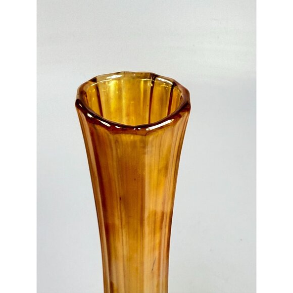 Swung Swing Bud Vase Vintage Light Peach Orange Amber Iridescent Home Decor - Picture 9 of 11